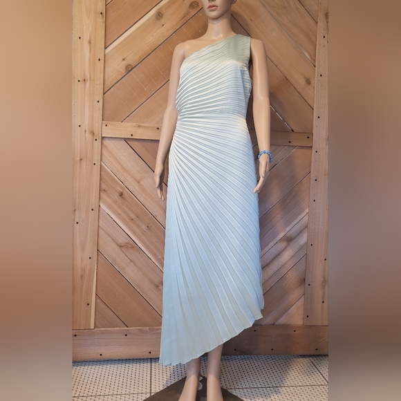 Belle by Badgley Mischka Kelsey Sleeveless One Shoulder Asymmetric Fit and Flare - Picture 2 of 5